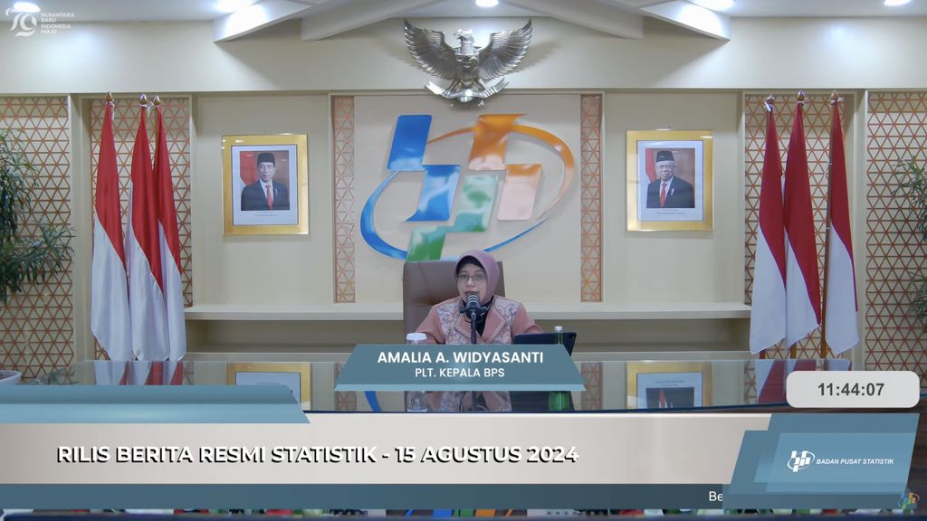 Plt Kepala BPS Amalia Adininggar Widyasanti dalam Rilis BPS. (Tangkapan Layar Youtube BPS Statistics)