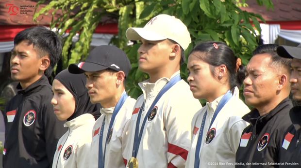 Presiden Jokowi Terima Atlet Olimpiade XXXIII Paris, Halaman Tengah Istana Merdeka,15/8/2024. (Tangkapan layar Youtube Setpres RI)