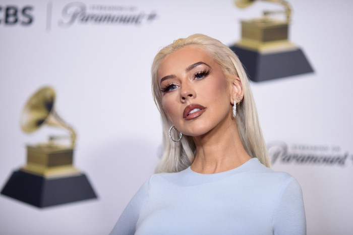 Christina Aguilera poses in the press room during the 66th annual Grammy Awards on Sunday, Feb. 4, 2024, in Los Angeles. (Photo by Richard Shotwell/Invision/AP)