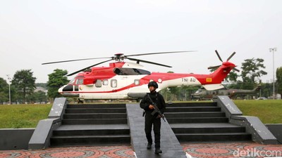 Jelang Sidang Tahunan MPR, Helikopter Kepresidenan Siaga di Gedung DPR
