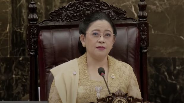Ketua DPR RI, Puan Maharani dalam Sidang Tahunan MPR dan Sidang Bersama DPR RI-DPD RI di gedung DPR/MPR RI, Jakarta, Jumat (16/8/2024). (Tangkapan Layar Youtube DPR RI)