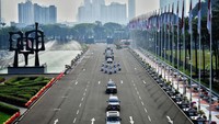 Jokowi tiba pukul 08.57 WIB.  