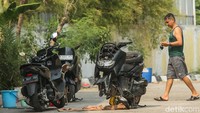 Mereka tampak beraktivitas sepertia biasa meski ada imbauan pengosongan lokasi.
