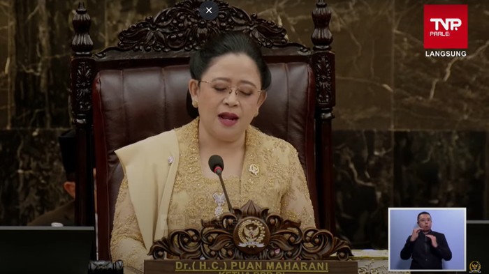 Ketua DPR RI Puan Maharani di Sidang DPR-DPD, 16 Agustus 2024.