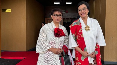 Adu Gaya Sri Mulyani & Retno Marsudi Pakai Baju Merah-Putih di Sidang MPR 2024