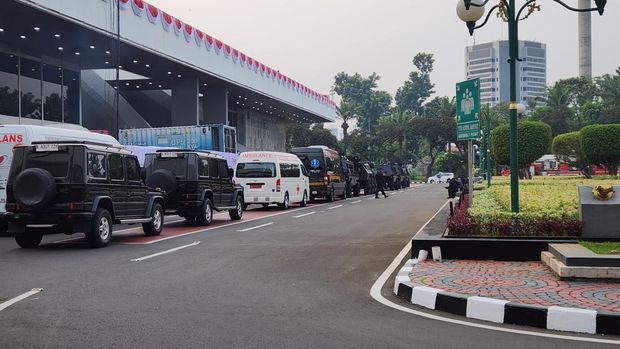 Suasana Gedung MPR/DPR jelang sidang tahunan, Jumat (16/8/2024).