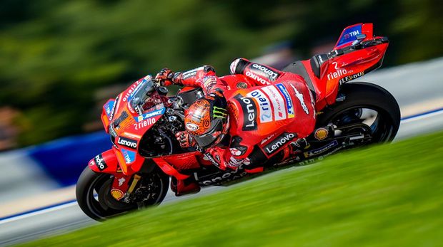 SPIELBERG, AUSTRIA - AUGUST 16: Francesco Bagnaia of Italy and Ducati Lenovo Team during the MotoGp of Austria - Free Practice at Red Bull Ring on August 16, 2024 in Spielberg, Austria. (Photo by Josef Bollwein/SEPA.Media /Getty Images)
