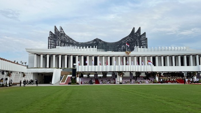 Istana Negara IKN jelang upacara HUT ke-79 RI