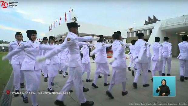 Paskibraka, sebagian personel putri mengenakan jilbab. (Dok YouTube Sekretariat Presiden)