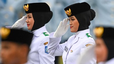 Potret Paskibraka Putri Akhirnya Memakai Jilbab Saat Bertugas di IKN