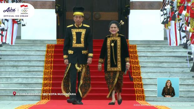 Presiden Jokowi dan Ibu Negara Iriana Jokowi mengikuti upacara di IKN. (dok. YouTube Setpres RI)