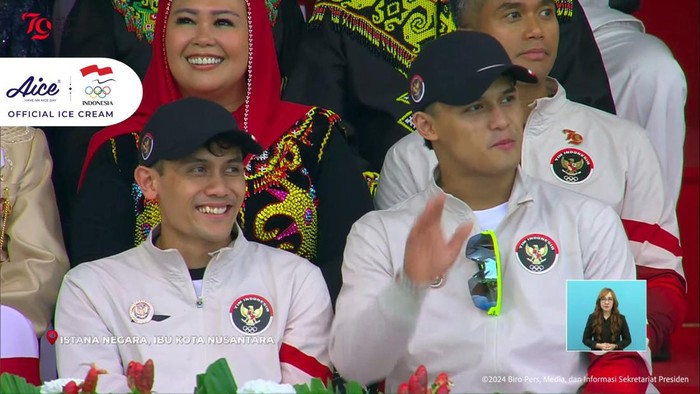 Rizki dan Veddriq ikut upacara HUT ke-79 RI di IKN. (Tangkapan layar YouTube Sekretariat Presiden)