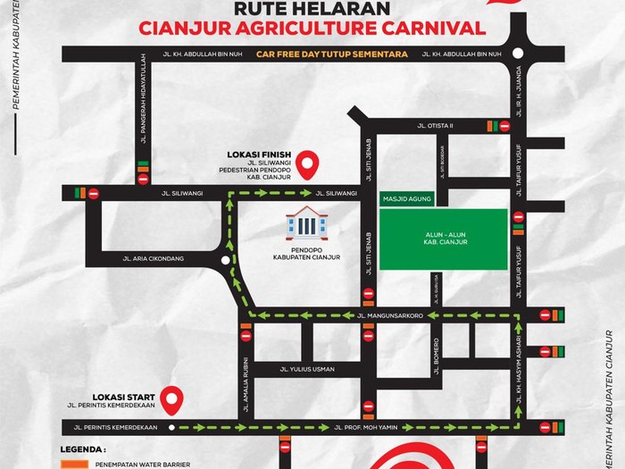 Rute helaran budaya Cianjur.