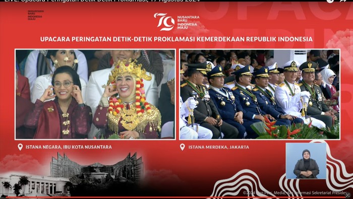 Upacara HUT ke-79 RI di Istana Merdeka Jakarta dan Istana Negara IKN. (YouTube Setpres RI)