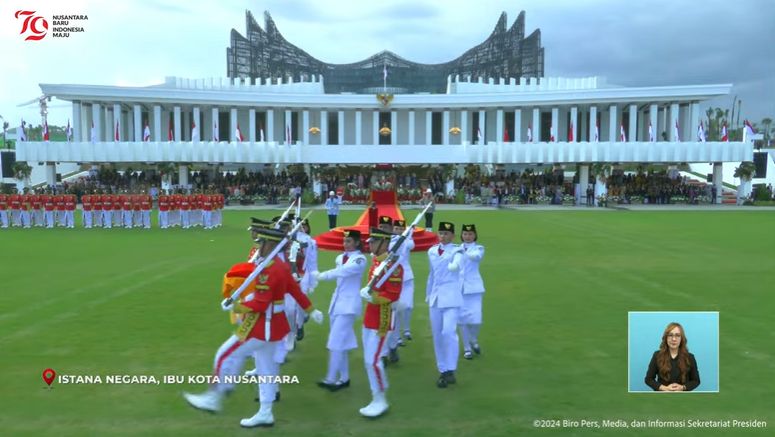 Upacara Penurunan Bendera Negara Sang Merah Putih, 17 Agustus 2024. (Tangkapan Layar Youtube)