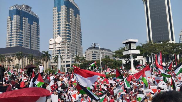 Aksi bela Palestina di Jakpus (Fawdi/detikcom)