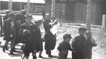 Anak-anak Yahudi bergandengan tangan saat mereka tanpa sadar berjalan menuju kematian mereka di kamar gas di Auschwitz Foto: dok Bored Panda