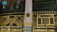 Pilar kelima yakni, pilar delegasi (Ustuwanah al-Wufud). Pilar ini menandai tempat biasa Rasulullah SAW biasa menerima para delegasi dari bangsa Arab yang datang ke Madinah. (Foto: Saudi Press Agency/SPA)