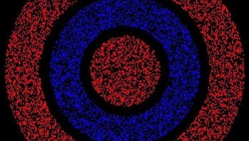 Ilusi kromostereoskopik. Gambar ini terlihat warna merah di atas dan biru di latar belakang. Apa yang kamu lihat juga sama? (Foto: X/@tradingMaxiSL)