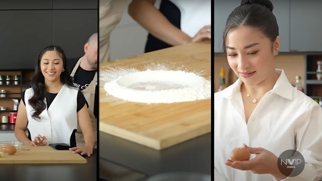 Nikita dan Winona tampak begitu antusias mengikuti kelas memasak tersebut. Chef Andry sendiri hanya membantu mengarahkan dan membiarkan Nikita dan Winona yang mengerjakan seluruhnya. Foto: YouTube/Nikita Willy Official