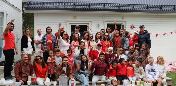 Warga RI di kota Luleå, Norrbotten County, Swedia yang turut merayakan hari kemerdekaan ke-79 Indonesia