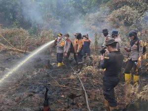 Siang-Malam Petugas Berjibaku Padamkan Karhutla di Inhu