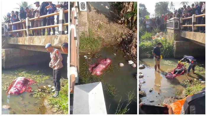 Polisi saat mengevakuasi mayat Mr X di Lampung