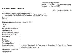 7 Format Surat Lamaran CPNS 2024 serta Link Download PDF-Nya