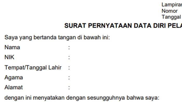 Surat Pernyataan Diri Pelamar CPNS 2024