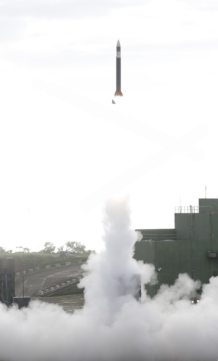 A MIM-104C (PAC-2) Patriot short-range anti-aircraft missile is launched during a drill in Pingtung County, Southern Taiwan, Tuesday, Aug. 20, 2024. (AP Photo/Chiang Ying-ying)