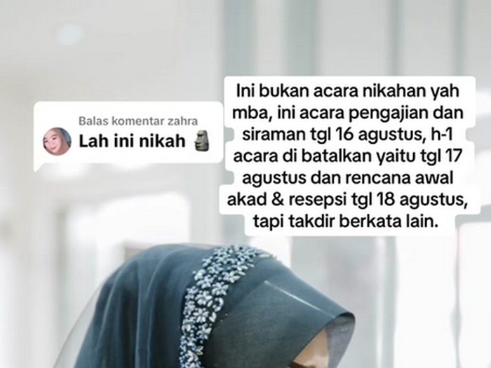 Unggahan pengantin wanita yang mendadak batal menikah h-1 sebelum akad nikah viral di TikTok.
