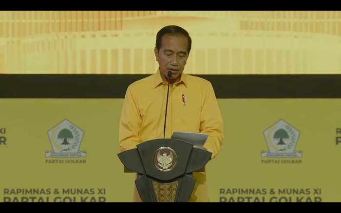 Jokowi di penutupan Munas Golkar, 21 Agustus 2024. (YouTube Partai Golkar)