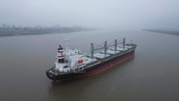 Kapal berbendera Liberia yang dikarantina itu berlayar dari Santos, Brasil - yang juga merupakan pusat komoditas utama - untuk mengambil kargo kedelai, menurut kementerian kesehatan dan badan industri Liga Angkatan Laut Argentina.  