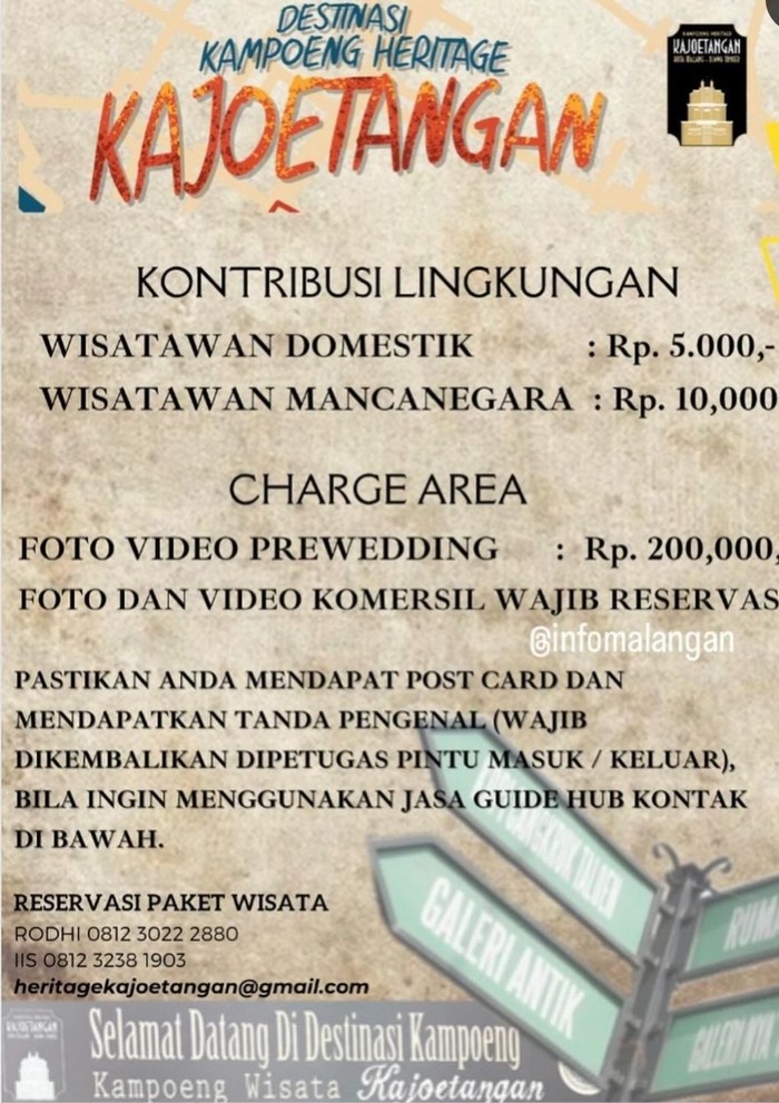 Poster biaya prewedding di Kayutangan