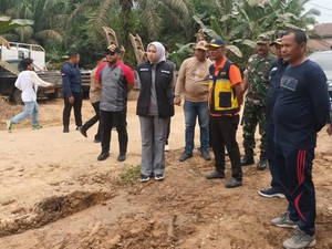 Bupati Rezita Cek Perbaikan Jalan di Inhu yang Diperbaiki Pemprov Riau