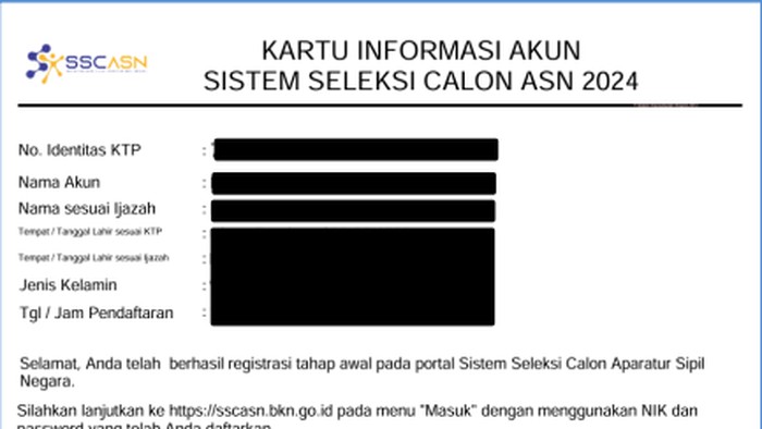 Kartu Informasi Akun SSCASN 2024