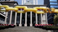Belum terlihat adanya massa aksi di depan gedung MK pada pukul 09.30 WIB.