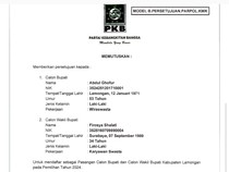 PKB Beri Rekom Abdul Ghofur-Firosya Shalati Maju Pilbup Lamongan 2024