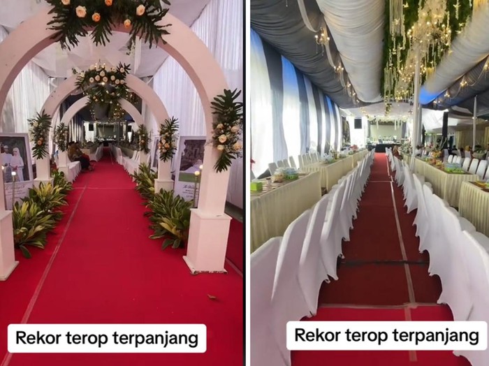 Tenda pernikahan dengan panjang 50 meter mendadak viral di media sosial.