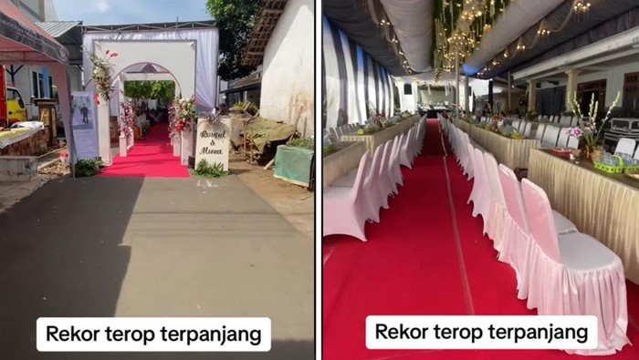 Tenda pernikahan dengan panjang 50 meter mendadak viral di media sosial.