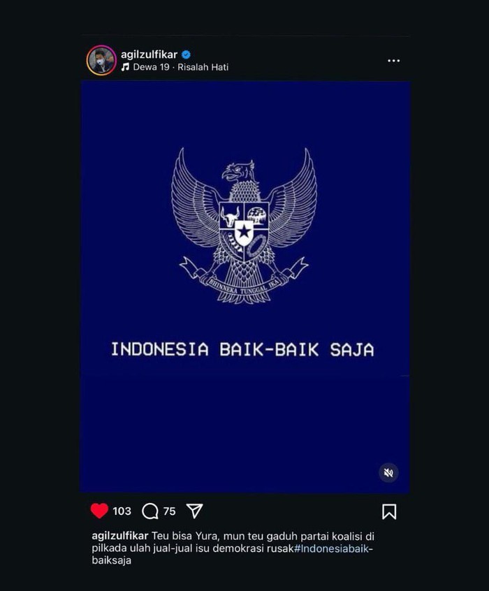 Foto: Tangkapan layar postingan Instagram Ketua DPRD Lebak, Agil Zulfikar. (Dok. Istimewa)