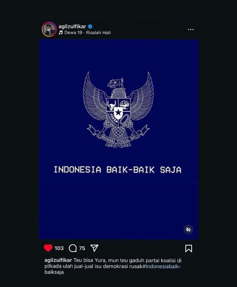 Foto: Tangkapan layar postingan Instagram Ketua DPRD Lebak, Agil Zulfikar. (Dok. Istimewa)