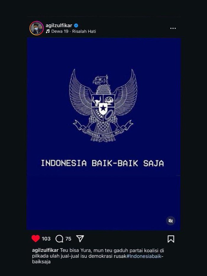 Foto: Tangkapan layar postingan Instagram Ketua DPRD Lebak, Agil Zulfikar. (Dok. Istimewa)