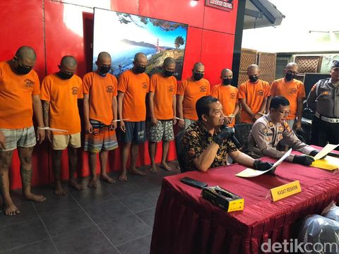 Kesembilan tersangka dihadirkan dalam jumpa pers di Mapolresta Jogja, Jumat (23/8/2024).