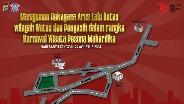 Rekayasa lalu lintas saat Karnaval Pesona Wisata Mahardika di Kulon Progo, DIY, Sabtu (24/8/2024).