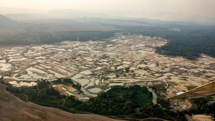 An aerial view shows iIllegal mining, also known as garimpo, at a deforested area of the Sarare Indigenous Land, in Mato Grosso State, Brazil, August 21, 2024. Fabio Bispo/Greenpeace Brazil/Handout via REUTERS THIS IMAGE HAS BEEN SUPPLIED BY A THIRD PARTY  NO RESALES. NO ARCHIVES