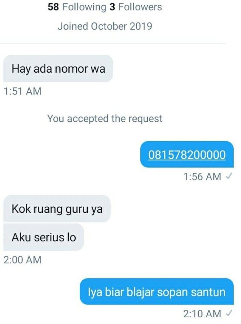 Kumpulan chat ngajak kenalan berikut ini jatuhnya cringe, tapi bikin nyengir sendiri. Coba cek sendiri, baru kasih pendapatmu di kolom komentar.