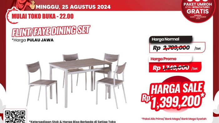 Satu Set Meja Makan Diskon Besar Cuma di Transmart Full Day Sale