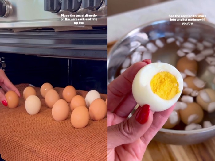cara baru memasak telur rebus yang dipanggang dalam oven