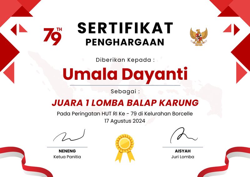 Contoh sertifikat.